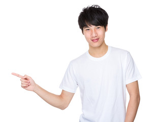 Asian Man with finger point up