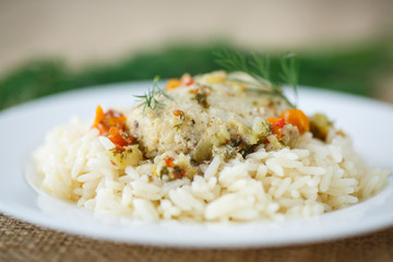 boiled rice with fish balls