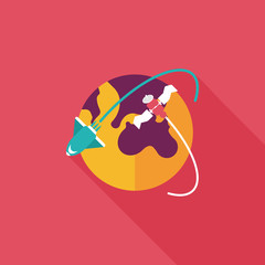 Space earth flat icon with long shadow,eps10