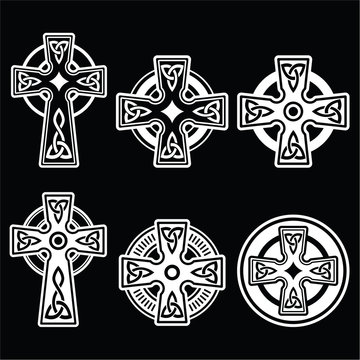Irish, Scottish Celtic white cross on black