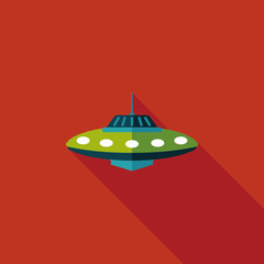 Space UFO flat icon with long shadow, eps10