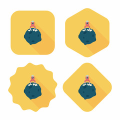 Space planet and space ship flat icon with long shadow,eps10