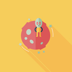 Space planet and alien flat icon with long shadow,eps10