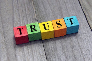 concept of trust word on wooden cubes