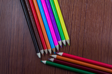 Fototapeta premium Color pencil on wood floors
