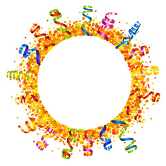 Confetti and serpentine round frame