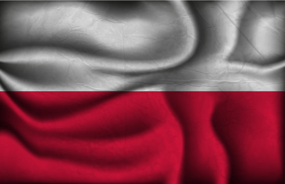 crumpled flag of Poland on a light background