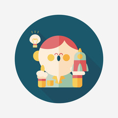 Space scientists flat icon with long shadow,eps10