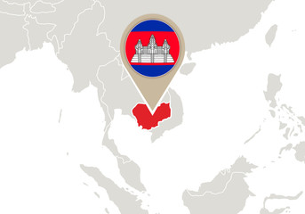 Cambodia on World map © boldg