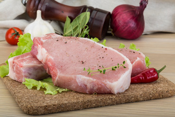 Raw pork steak