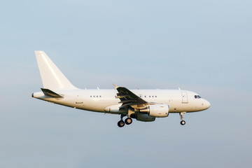 white jet passenger aircraft