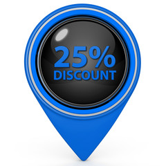 Discount 25 pointer icon on white background