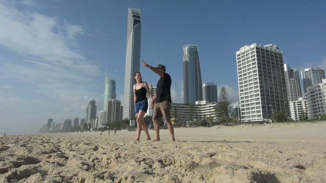 Couple visit on Main Beach in Surfers Paradise