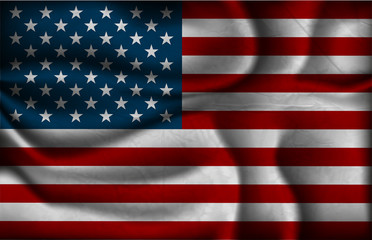 crumpled flag of United States Of America on a light background