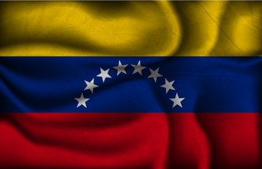crumpled flag of Venezuela on a light background