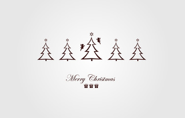 Vintage Christmas Card . Beautiful Christmas tree illustration