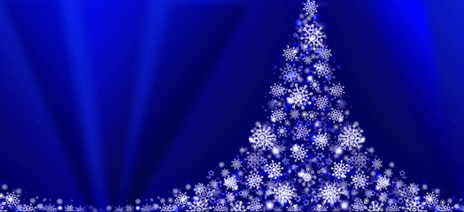 White Christmas tree on blue  background.