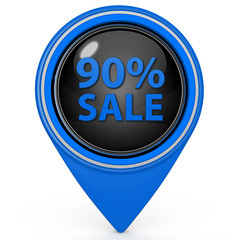 Sale ninety percent pointer icon on white background
