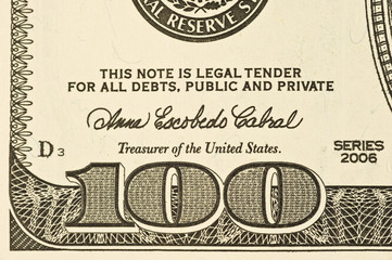 US Hundred Dollar Bill Detail