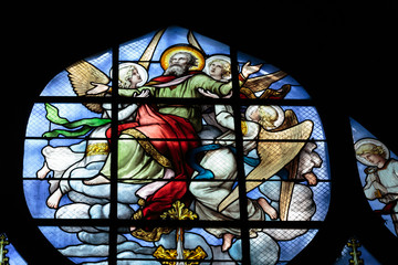 Stained glass window in the Church of Saint-Severin in Paris