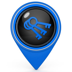Key pointer icon on white background