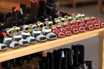 Children's shoes on the shelf