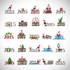 ***2015*** Christmas Icons And Elements Set - Isolated On Gray