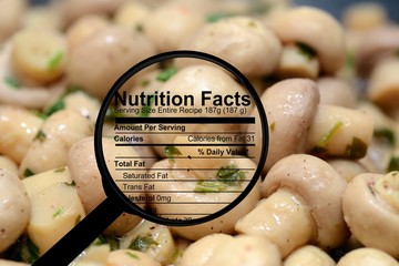 Magnifying glass on nutrition facts