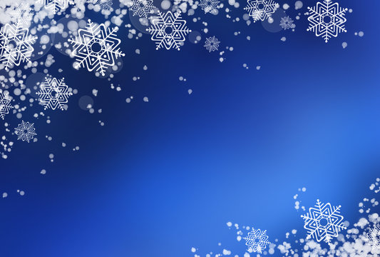 Blue winter background with snow
