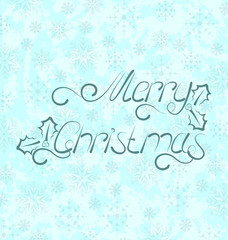 Calligraphic Christmas lettering, snowflakes texture