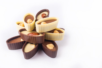 Chocolate candies isolated on white background