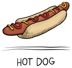 hand drawn Hot dog, icon, symbol