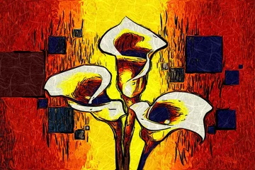 Raamstickers Abstract flower oil painting © maxtor777