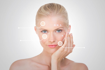 nordic satisfied girl with indicators applying salve