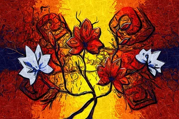 Fotobehang Abstract flower oil painting © maxtor777