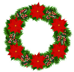 Christmas wreath with poinsettia