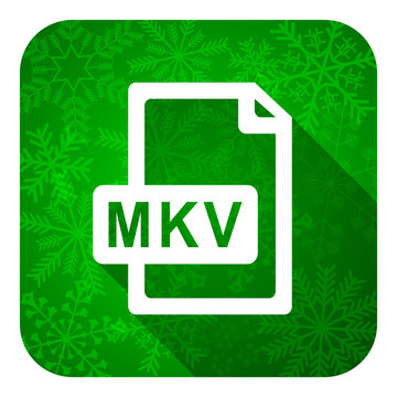 mkv file flat icon, christmas button