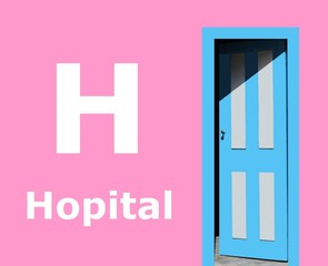 Hôpital sur un mur rose