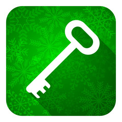 key flat icon, christmas button, secure symbol