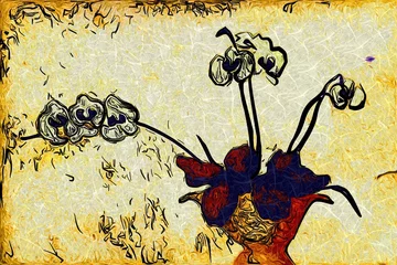Gordijnen Abstract flower oil painting © maxtor777