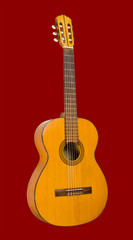 Fototapeta na wymiar Guitar on a red background