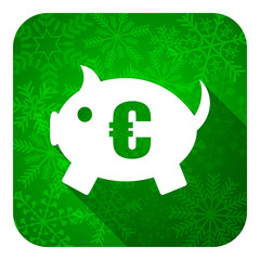 piggy bank flat icon, christmas button