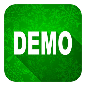 demo flat icon, christmas button