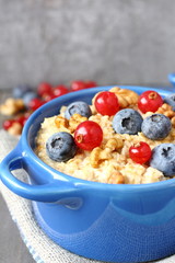 Healthy Tasty Homemade Oatmeal with Berries for Breakfast