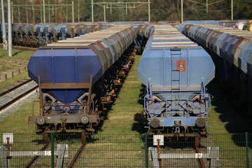 train wagons coal in blue