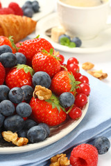 Fresh berries on plate for breakfast