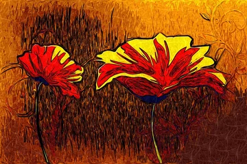 Foto auf Acrylglas Antireflex Abstract flower oil painting © maxtor777