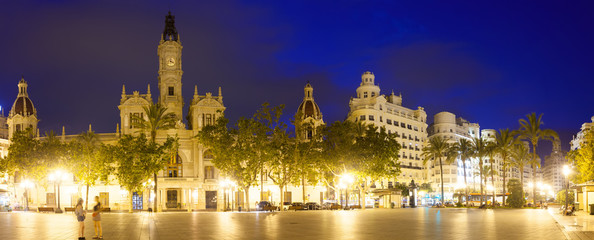 Fototapeta na wymiar Placa del Ajuntament with City Hall. Valencia