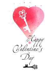 Happy Valentines Day. Watercolor vector background