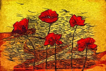 Foto op Plexiglas Abstract flower oil painting © maxtor777